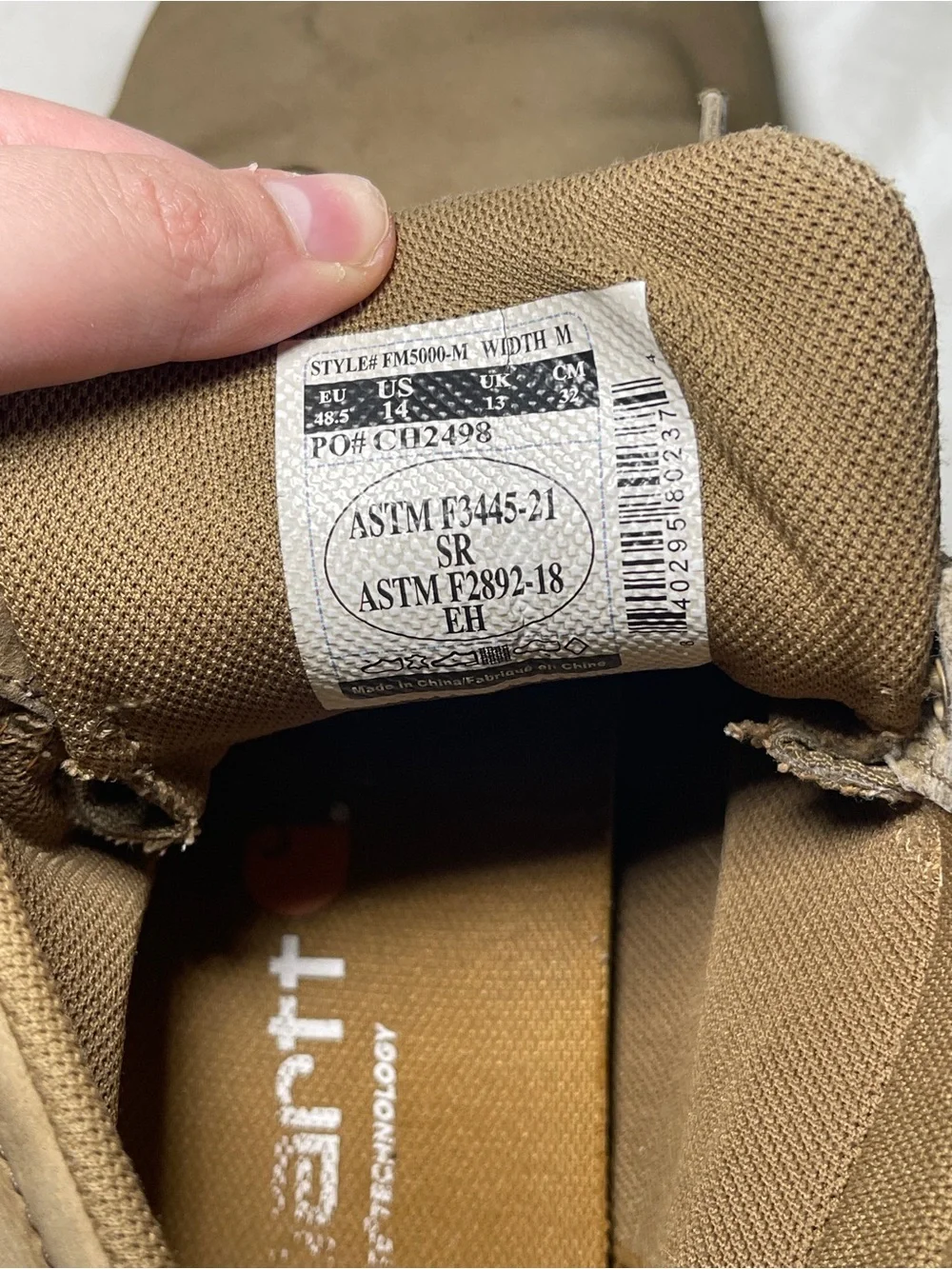 Carhartt Waterproof Work Boots Women's US 14 Tan Leather Lace-Up Work